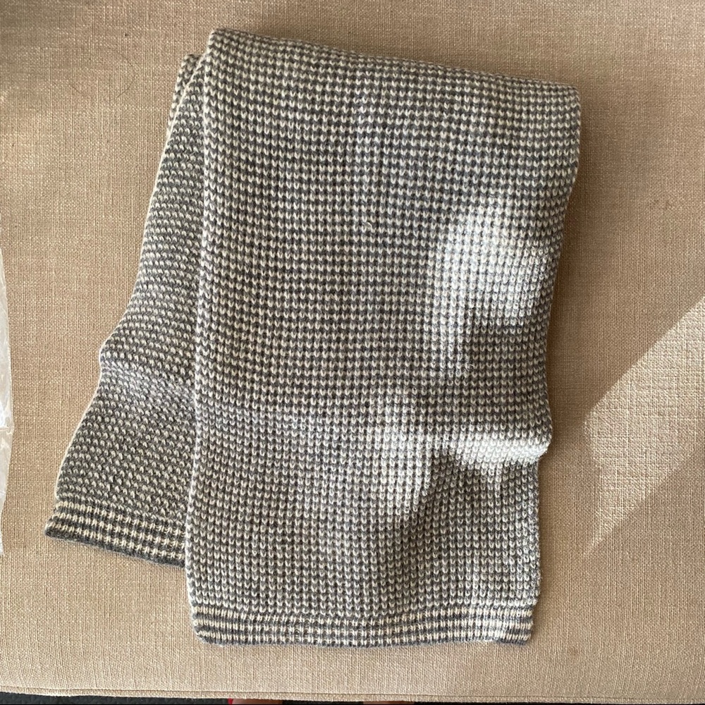JCrew Wool Scarf Light Grey & White